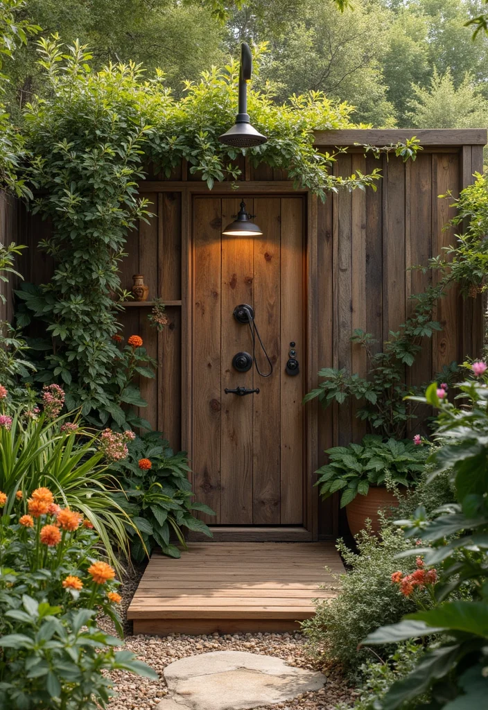 14 Outdoor Bathroom Ideas for Refreshing Natural Open Air Style - 1. Rustic Wooden Showers