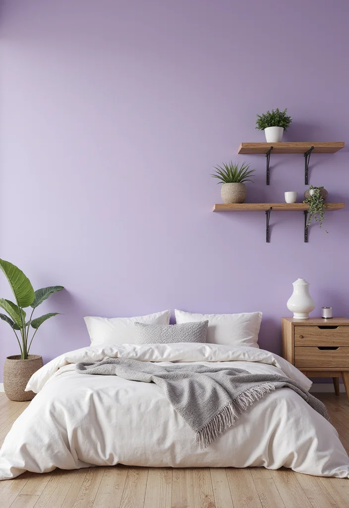 14 Purple Bedroom Ideas for Rich Calm Soft Stylish Color - 1. Soft Lavender Walls
