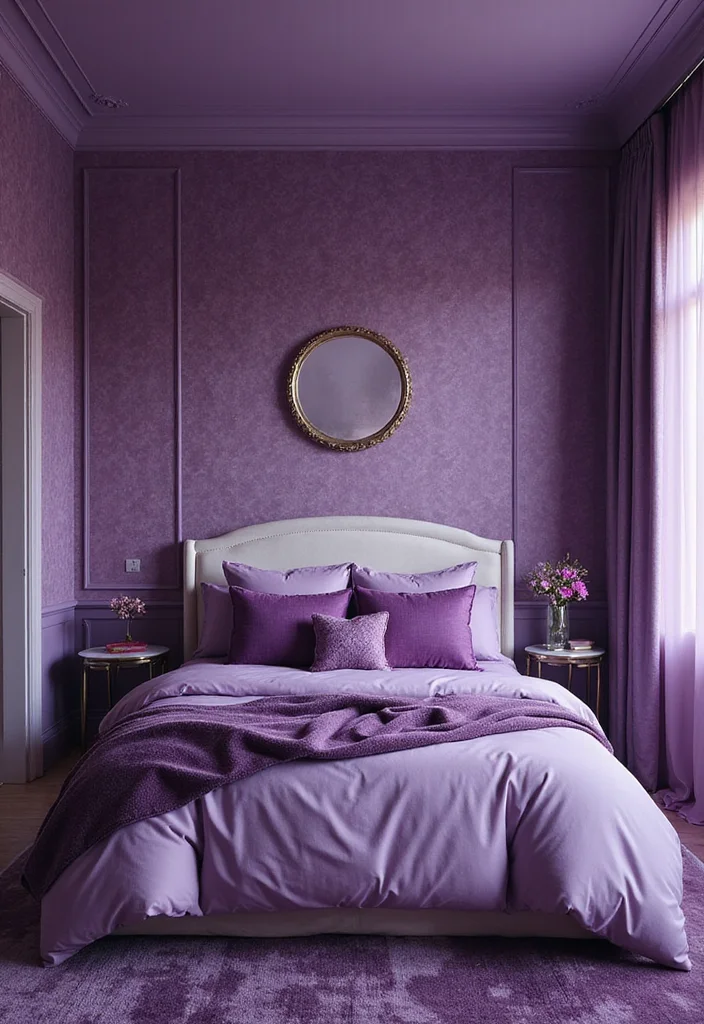 14 Purple Bedroom Ideas for Rich Calm Soft Stylish Color - 4. Monochromatic Purple Palette