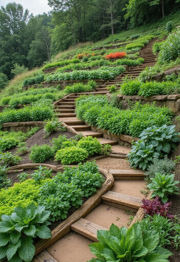 14 Sloped Backyard Ideas for Smart Terraced Useful Design - 1. Terraced Vegetable Garden