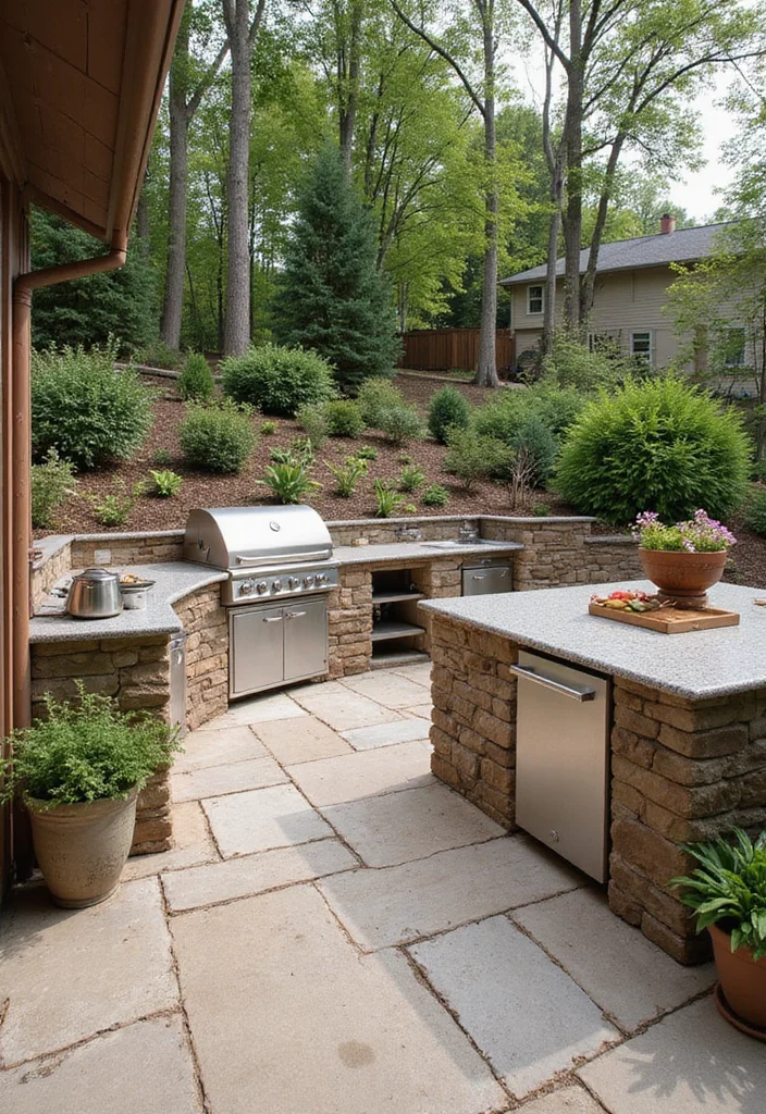 14 Sloped Backyard Ideas for Smart Terraced Useful Design - 14. Functional Outdoor Kitchen