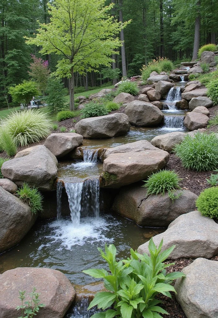 14 Sloped Backyard Ideas for Smart Terraced Useful Design - 7. Sustainable Water Features
