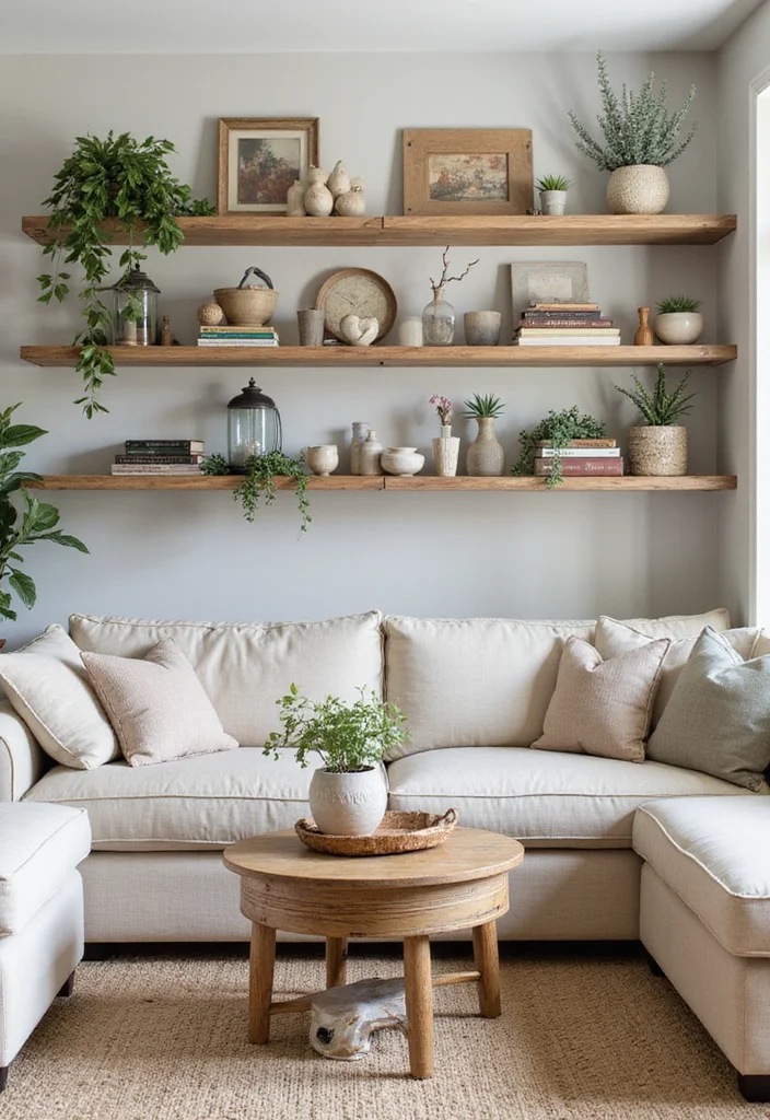 14 Western Living Room Ideas for Rustic Warm Americana Style - 10. Open Shelving Displays