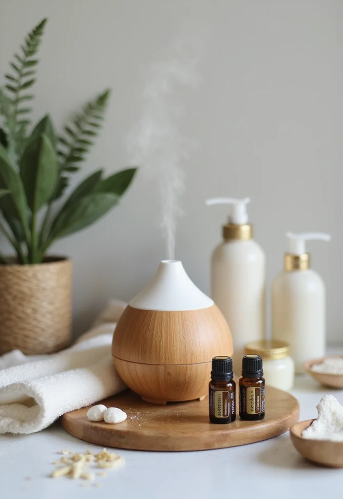 15 Cozy Bathroom Ideas for Warm Relaxing Comfortable Spaces - 8. Essential Oil Diffusers for Relaxation