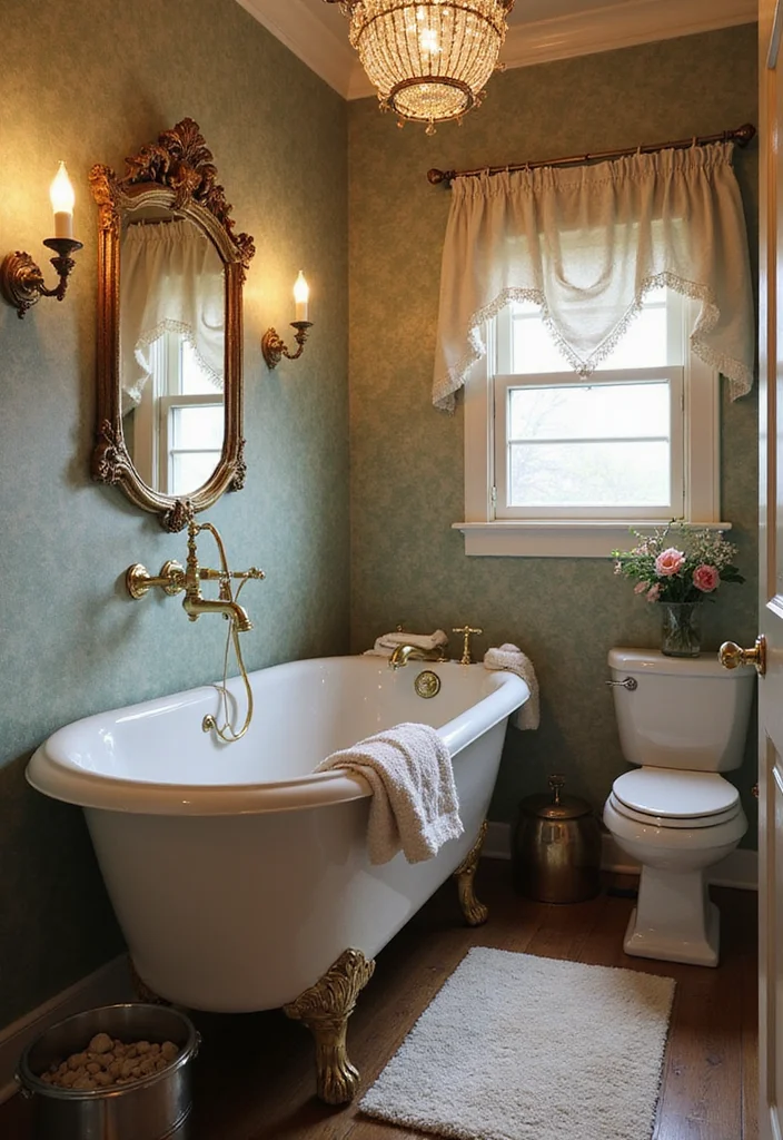 15 Cozy Bathroom Ideas for Warm Relaxing Comfortable Spaces - 9. Vintage Accents to Add Charm