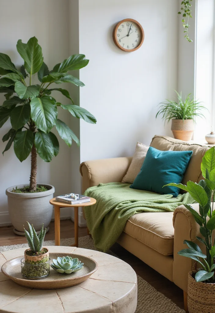 15 Small Cozy Living Room Ideas for Warm Inviting Comfort - 4. Greenery for a Fresh Touch