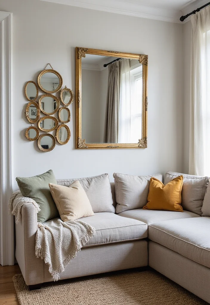 15 Small Cozy Living Room Ideas for Warm Inviting Comfort - 9. Artful Mirrors