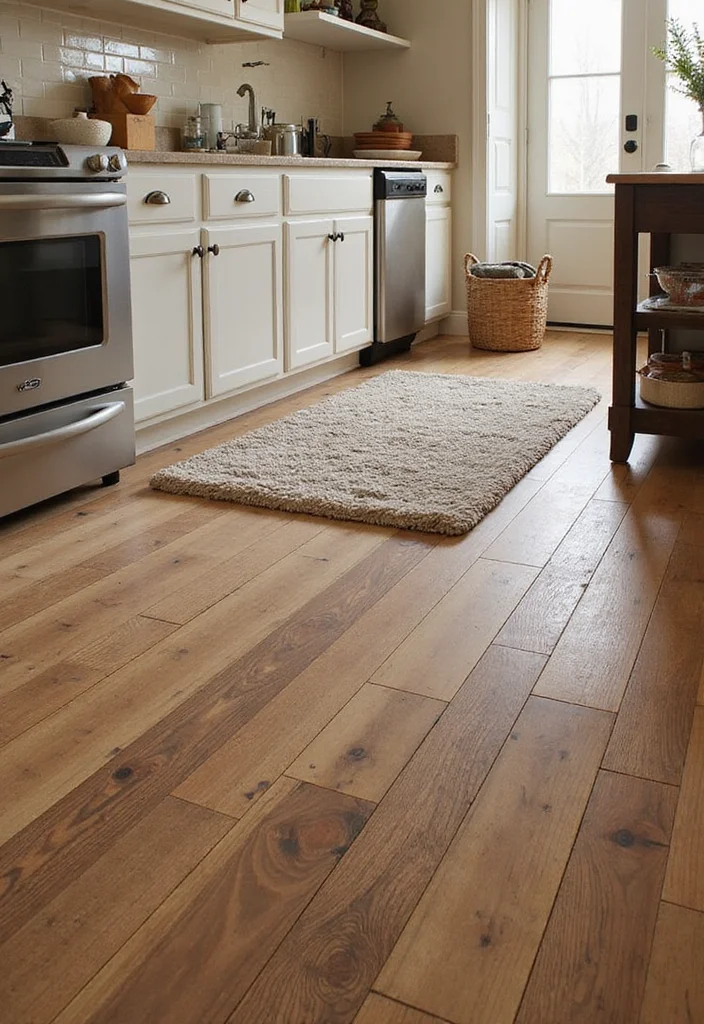 16 Beautiful Kitchen Ideas for Stylish Warm Everyday Appeal - 13. Utilize Rustic Flooring