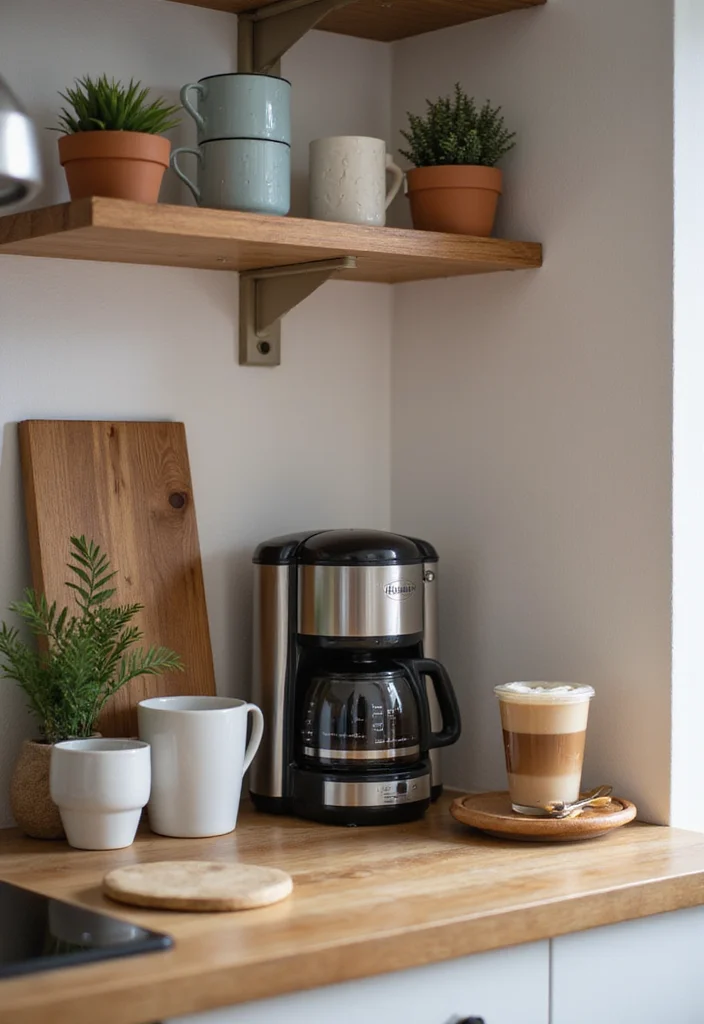 16 Beautiful Kitchen Ideas for Stylish Warm Everyday Appeal - 14. Create a Coffee Corner