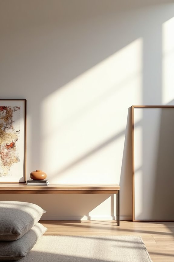 layered console vignette with lighting