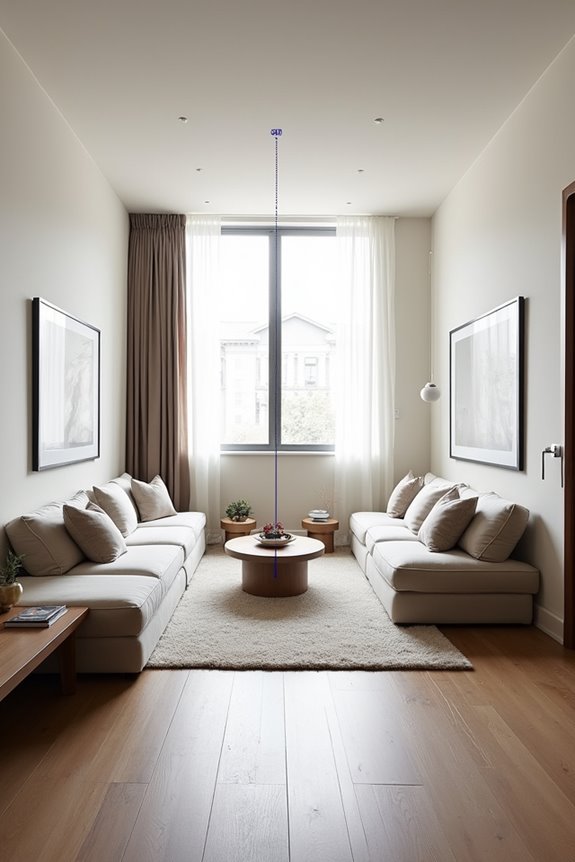 long narrow living room gallery layout
