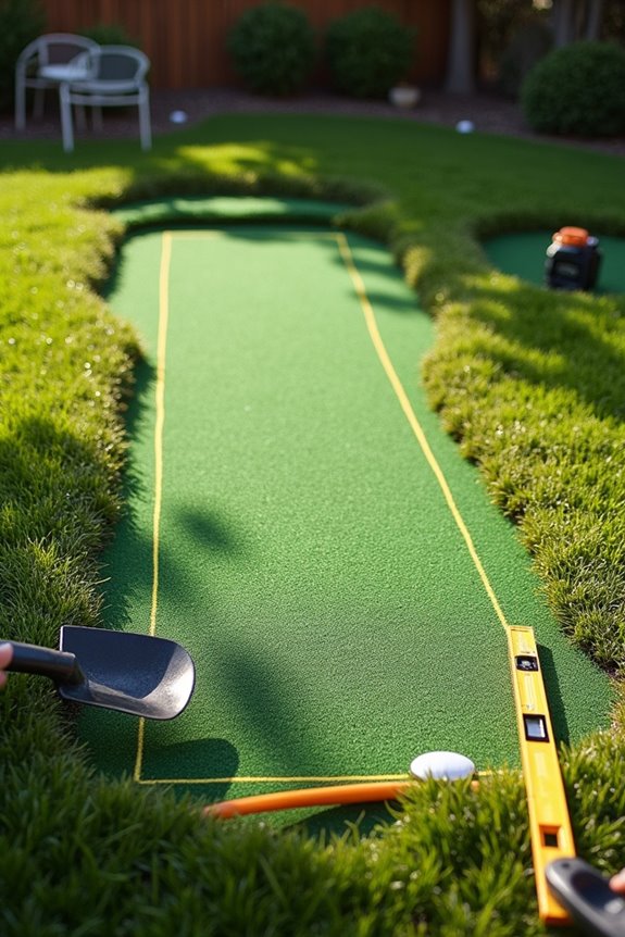 10 Steps to Do It Yourself and Build a Backyard Putting Green 1 mark mark level drain
