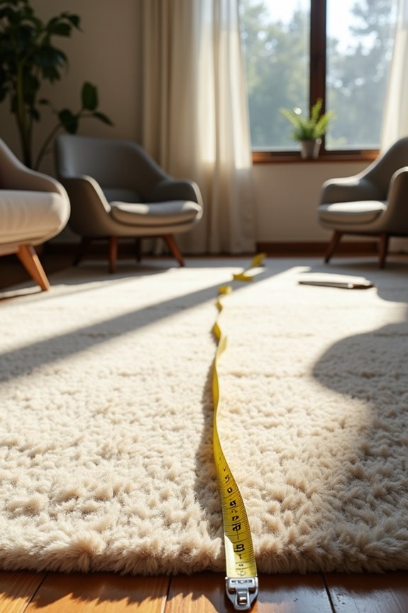 measure seating extend rug boundary