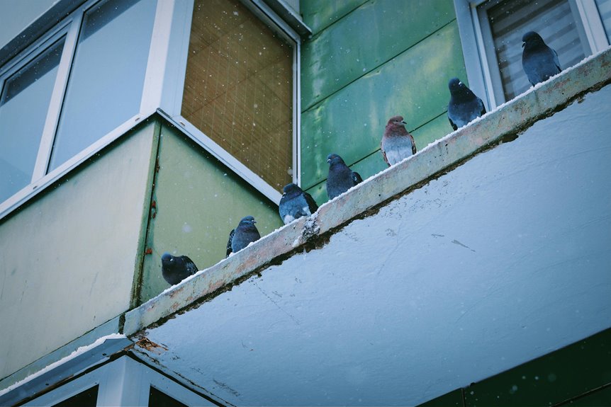 pigeons removed from balcony steps