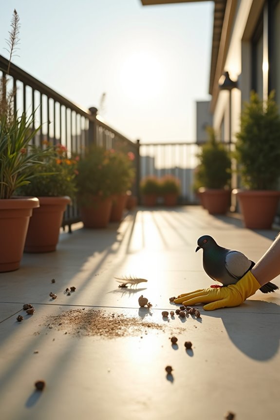 remove food clean deter pigeons