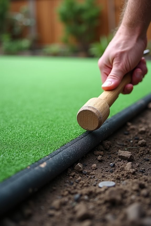 10 Steps to Do It Yourself and Build a Backyard Putting Green 7 secure seam perimeter fastenings