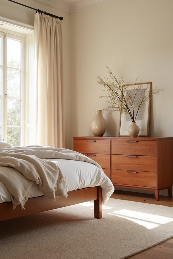 soft neutrals showcase cherry wood
