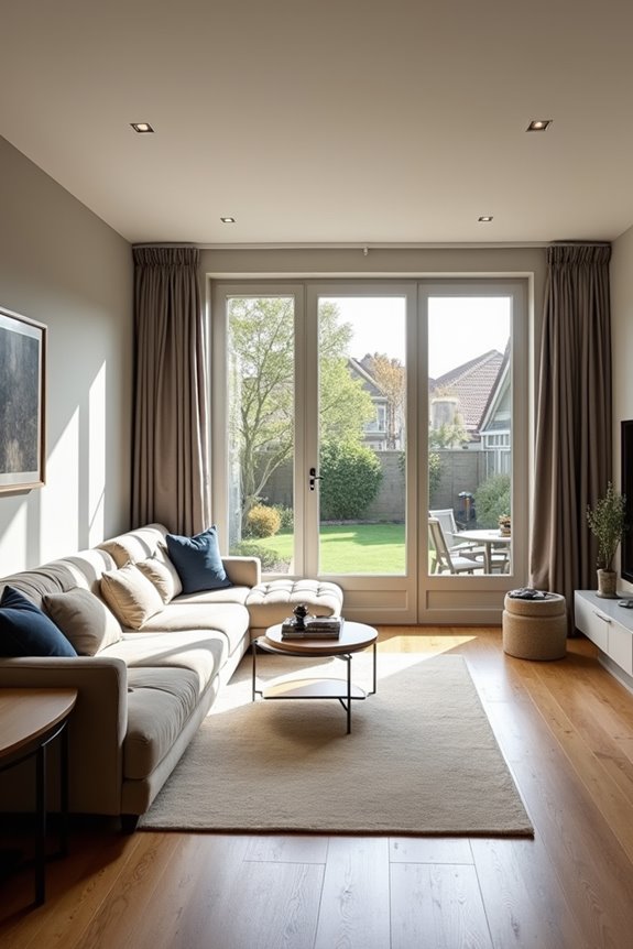 suburban living room multi zone layout