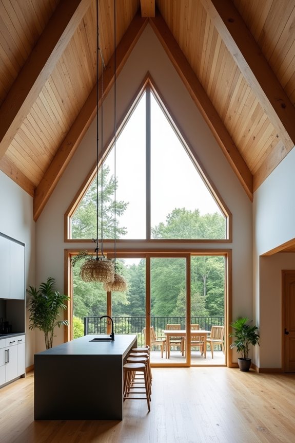 three bedroom a frame with vaulted ceilings